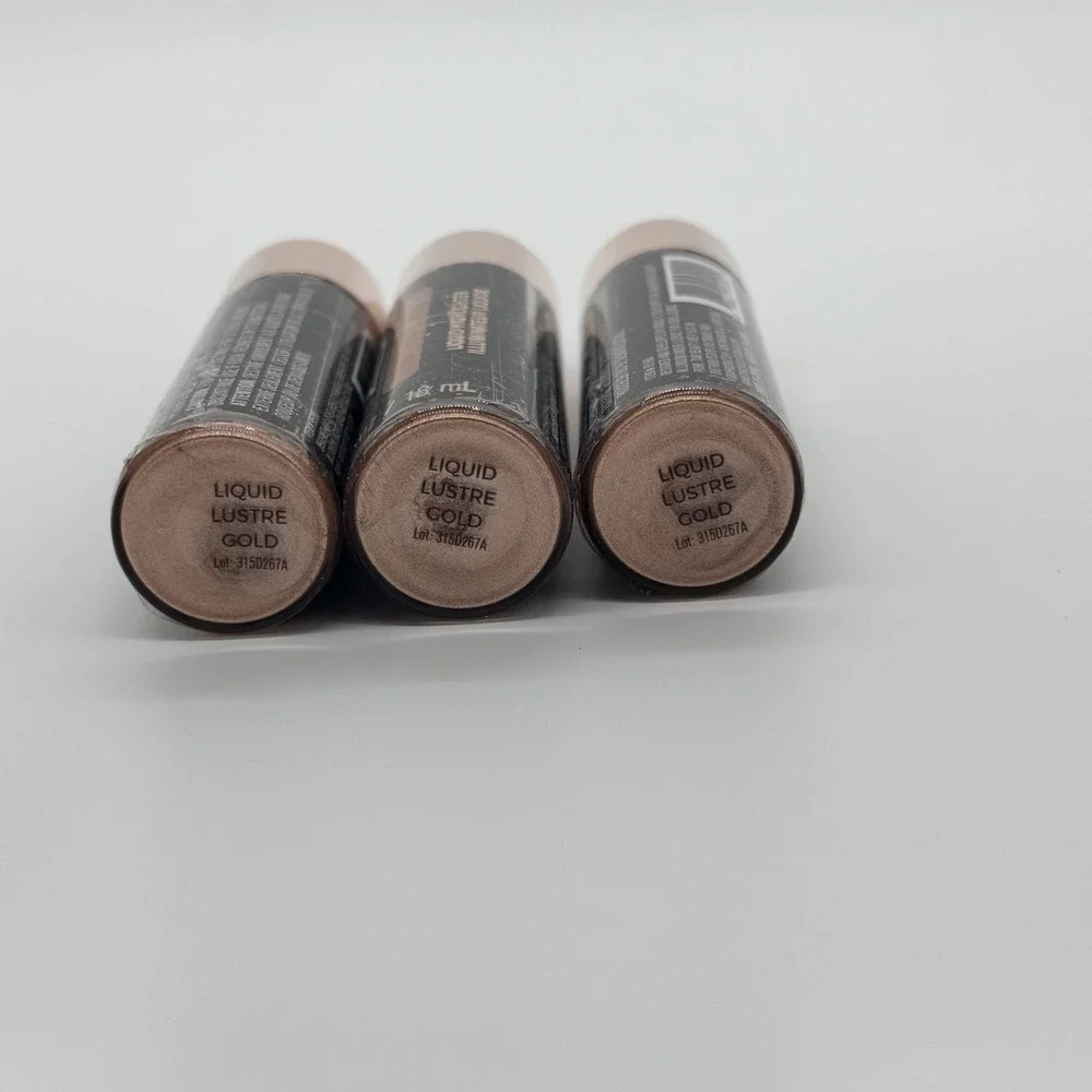 New Lot of 3 Revolution Lustre Gold Liquid Highlighter 0.61 fl. oz London Makeup